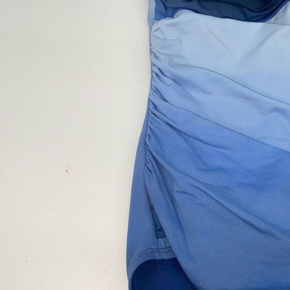 Bleu Rod Beattie 10 Hola Shirred Bandeau Ombre‎ One-Piece Swimsuit Blue - Picture 7 of 12